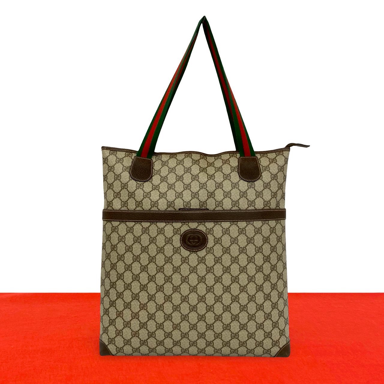 【ポイント2倍】極 美品 GUCCI グッチ オールドグッチ ヴィンテージ シェリーライン GG ロゴ レザー 本革 トートバッグ ハンドバッグ ブラウン 43044【送料無料】【中古】｜Trip Vintage