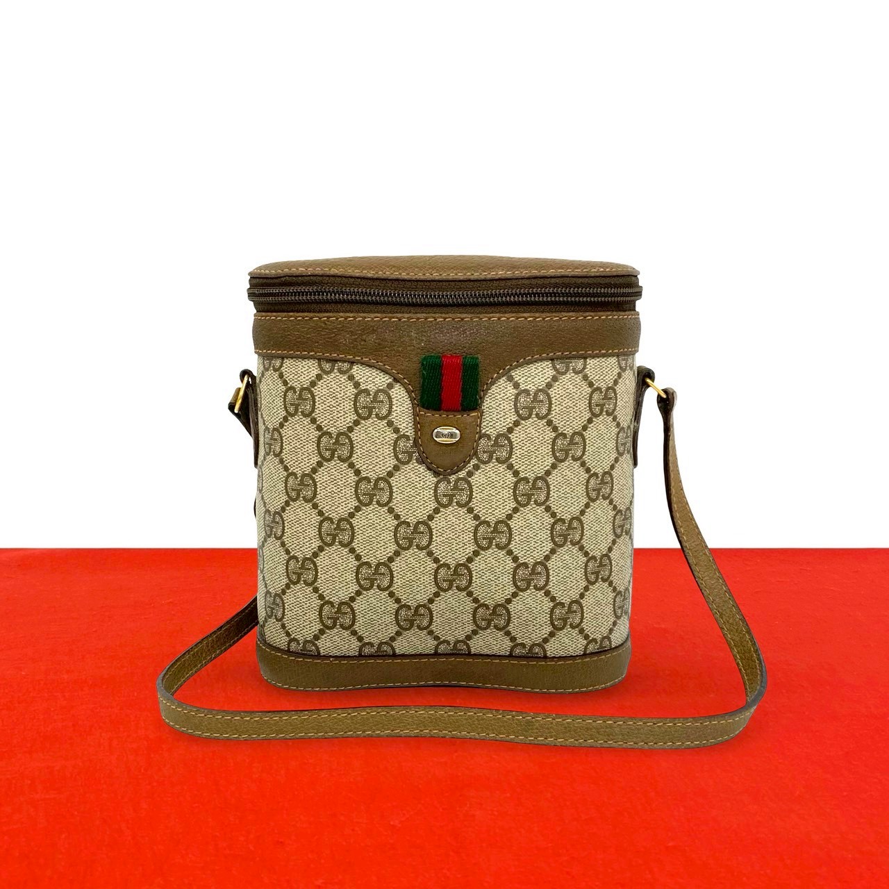 【ポイント2倍】極 美品 GUCCI グッチ オールドグッチ シェリーライン GG ロゴ 金具 レザー 本革 ミニ ショルダーバッグ ポシェット ブラウン 08308【送料無料】【中古】|Trip Vintage