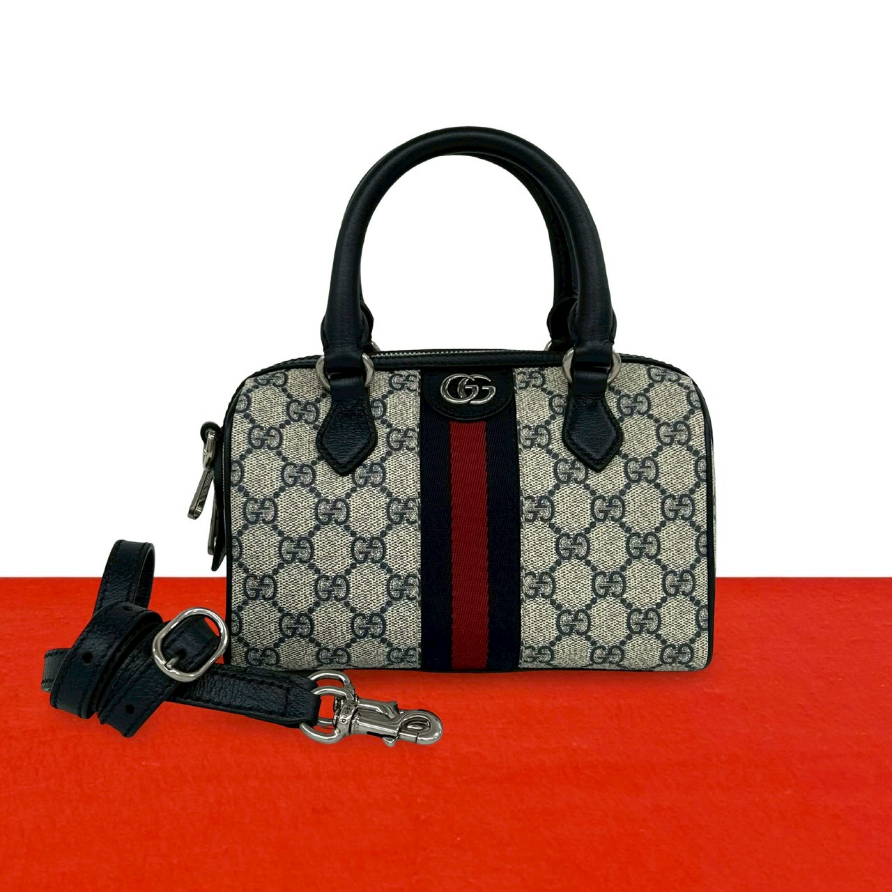 【ポイント2倍】ほぼ未使用 GUCCI グッチ オフィディア シェリーライン GG ロゴ 金具 レザー 2way ハンドバッグ ショルダーバッグ ネイビー 2788a【送料無料】【中古】｜Trip Vintage