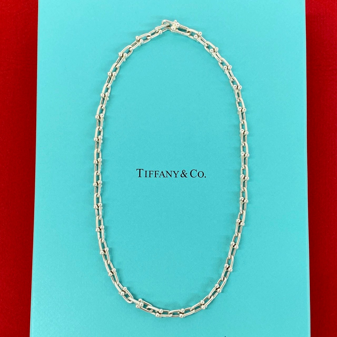 【ポイント2倍】極 美品 箱付 TIFFANY&Co. ティファニー ハードウェア スモールリンク ネックレス シルバー925 チョーカー アクセサリー シルバー 98424【送料無料】【中古】｜Trip Vintage