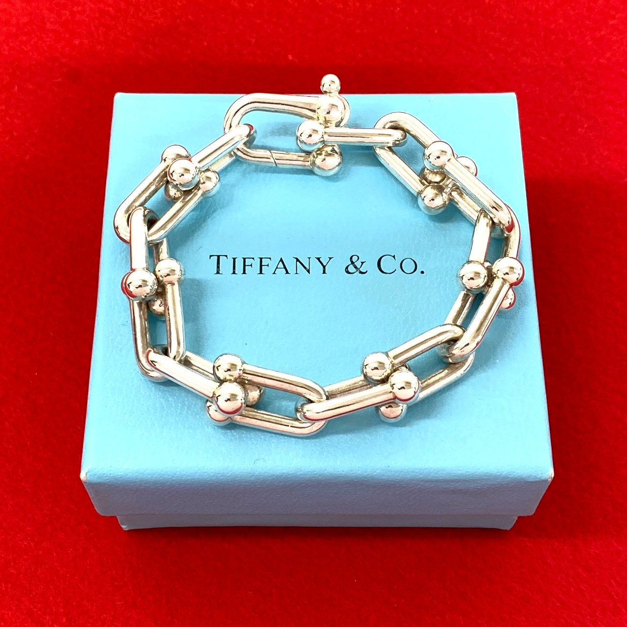 【ポイント2倍】極 美品 TIFFANY&Co. ティファニー ハードウェア ラージリンク ブレスレット シルバー925 チェーン バングル アクセサリー シルバー 232-4【送料無料】【中古】｜Trip Vintage