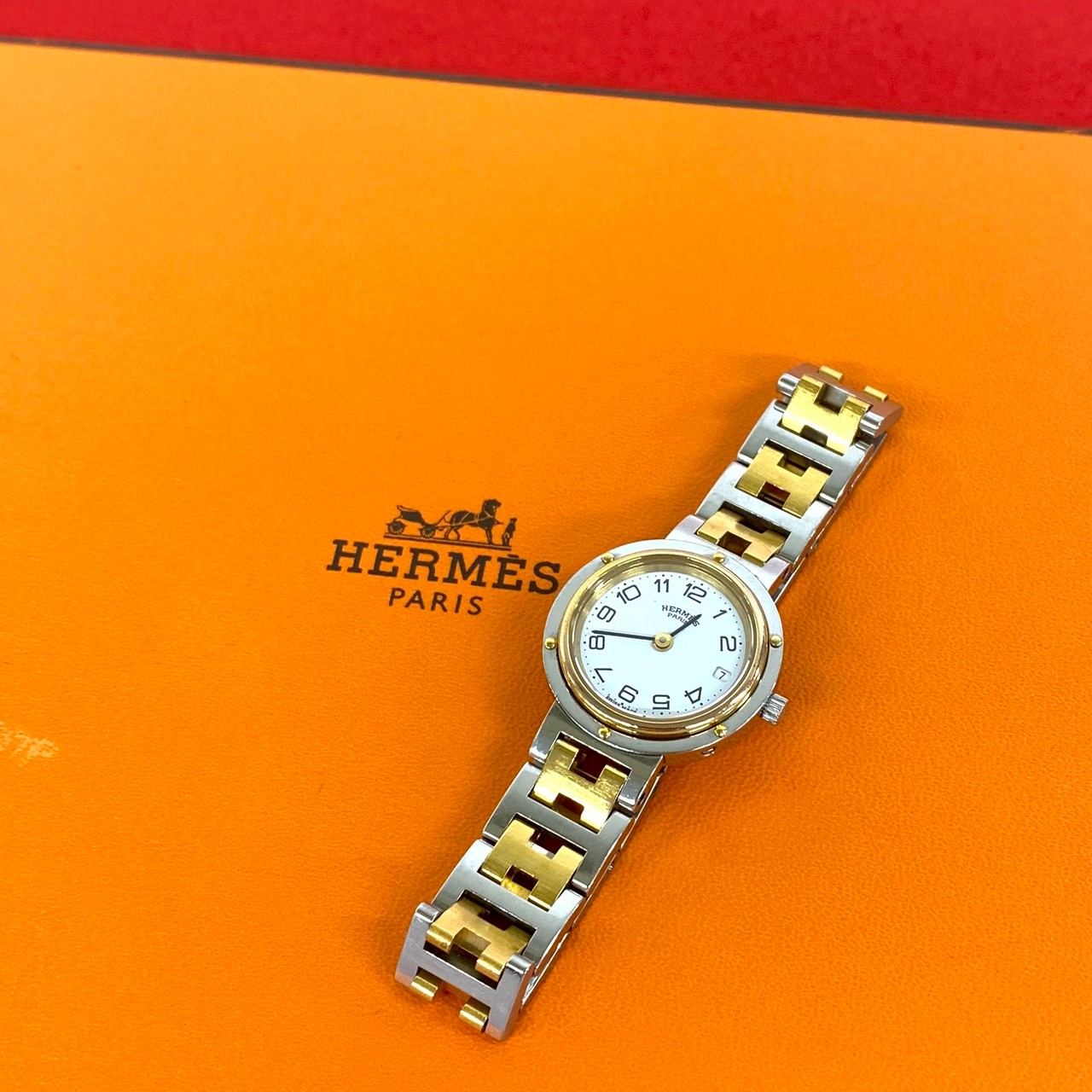 【ポイント2倍】稼働品 極 美品 HERMES エルメス クリッパー ステンレス GP クォーツ 腕時計 リストウォッチ シルバー ゴールド 545033 【送料無料】【中古】｜Trip Vintage