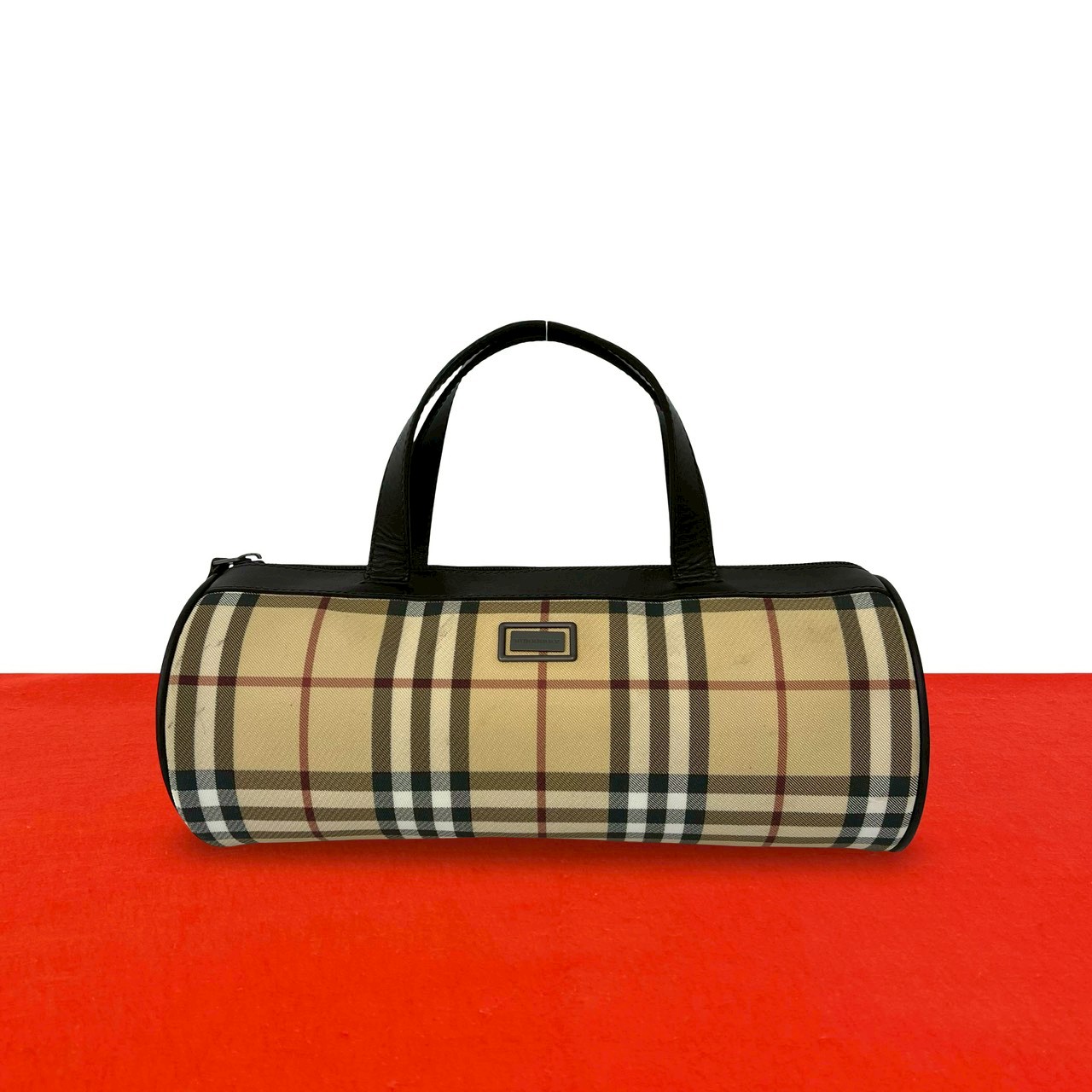 【ポイント2倍】極 美品 BURBERRY バーバリー ノバチェック 柄 レザー 本革 ハンドバッグ ミニ ボストンバッグ ドラムバッグ ベージュ ブラウン 26816【送料無料】【中古】｜Trip Vintage