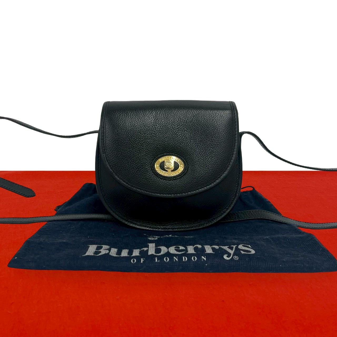 【ポイント2倍】極 美品 袋付き Burberrys バーバリーズ ノバチェック 柄 シャドーホース ロゴ 金具 レザー 本革 ミニ ショルダーバッグ ブラック 40744【送料無料】【中古】|Trip Vintage