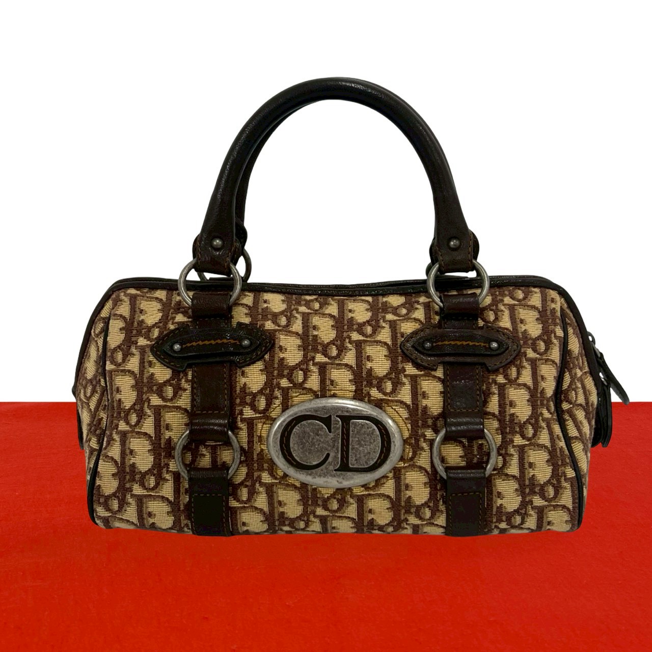 【ポイント2倍】極 美品 Christian Dior ディオール トロッター 柄 CD ロゴ金具 キャンバス レザー 本革 ハンドバッグ ミニ ボストンバッグ ブラウン 36308【送料無料】【中古】｜Trip Vintage