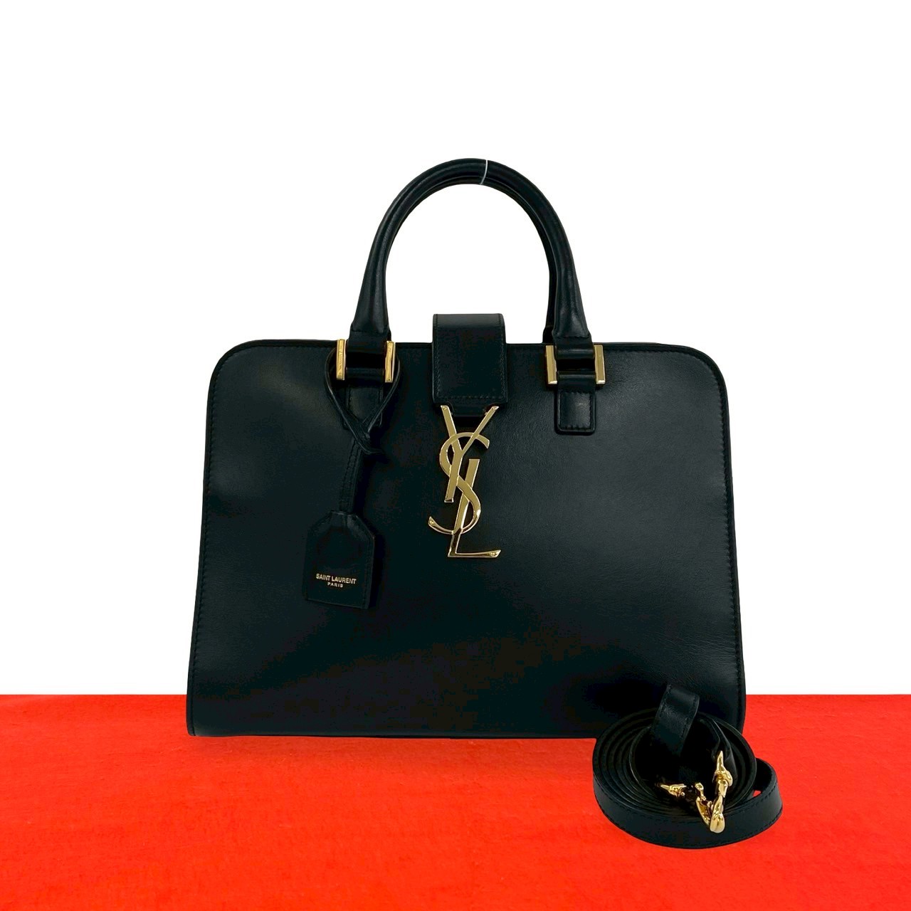 【ポイント2倍】極 美品 SAINT LAURENT PARIS サンローランパリ ベイビーカバス レザー 本革 2way ハンドバッグ ショルダーバッグ ブラック 10091【送料無料】【中古】｜Trip Vintage