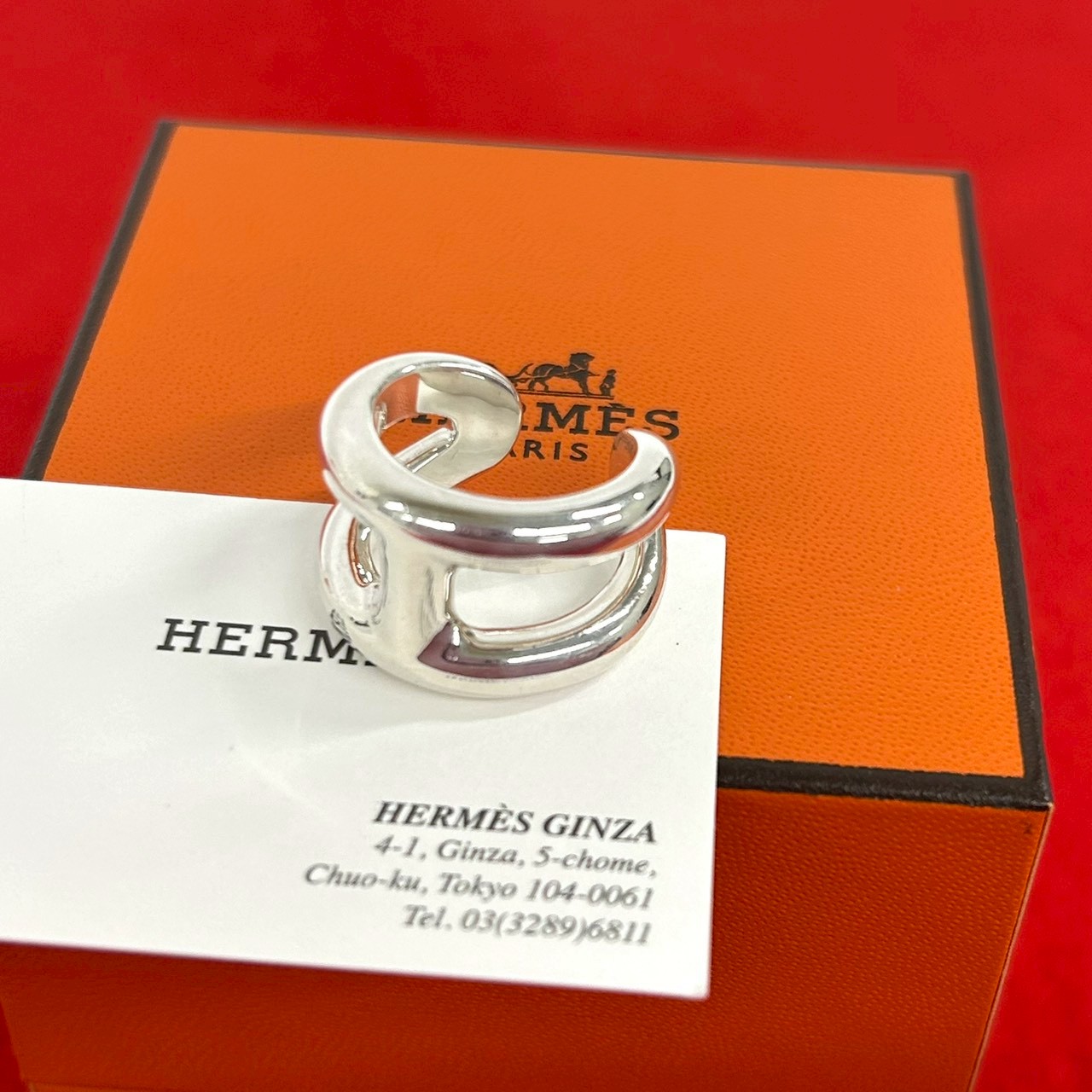 【ポイント2倍】極 美品 箱付き HERMES エルメス オスモズ PM リング シルバー925 指輪 8.5号 アクセサリー シルバー 38728 【送料無料】【中古】｜Trip Vintage