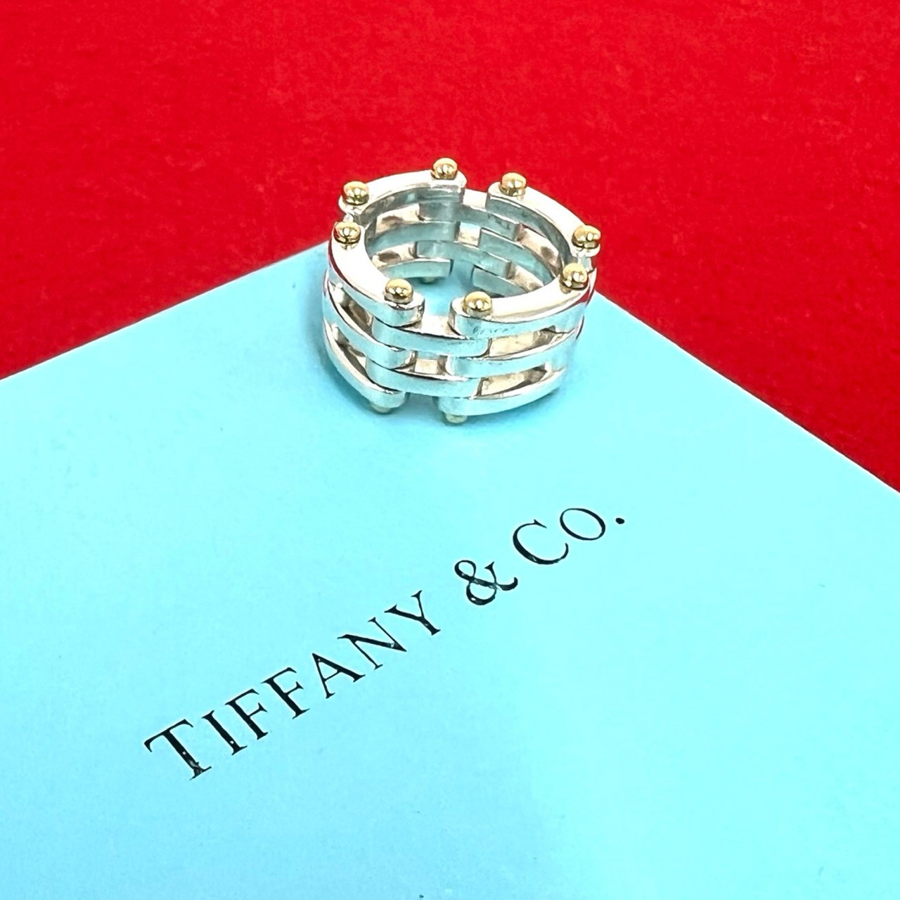 【ポイント2倍】極 美品 TIFFANY&Co. ティファニー ゲート リング シルバー925 K18イエローゴールド 指輪 7号 アクセサリー シルバー 00070 【送料無料】【中古】｜Trip Vintage