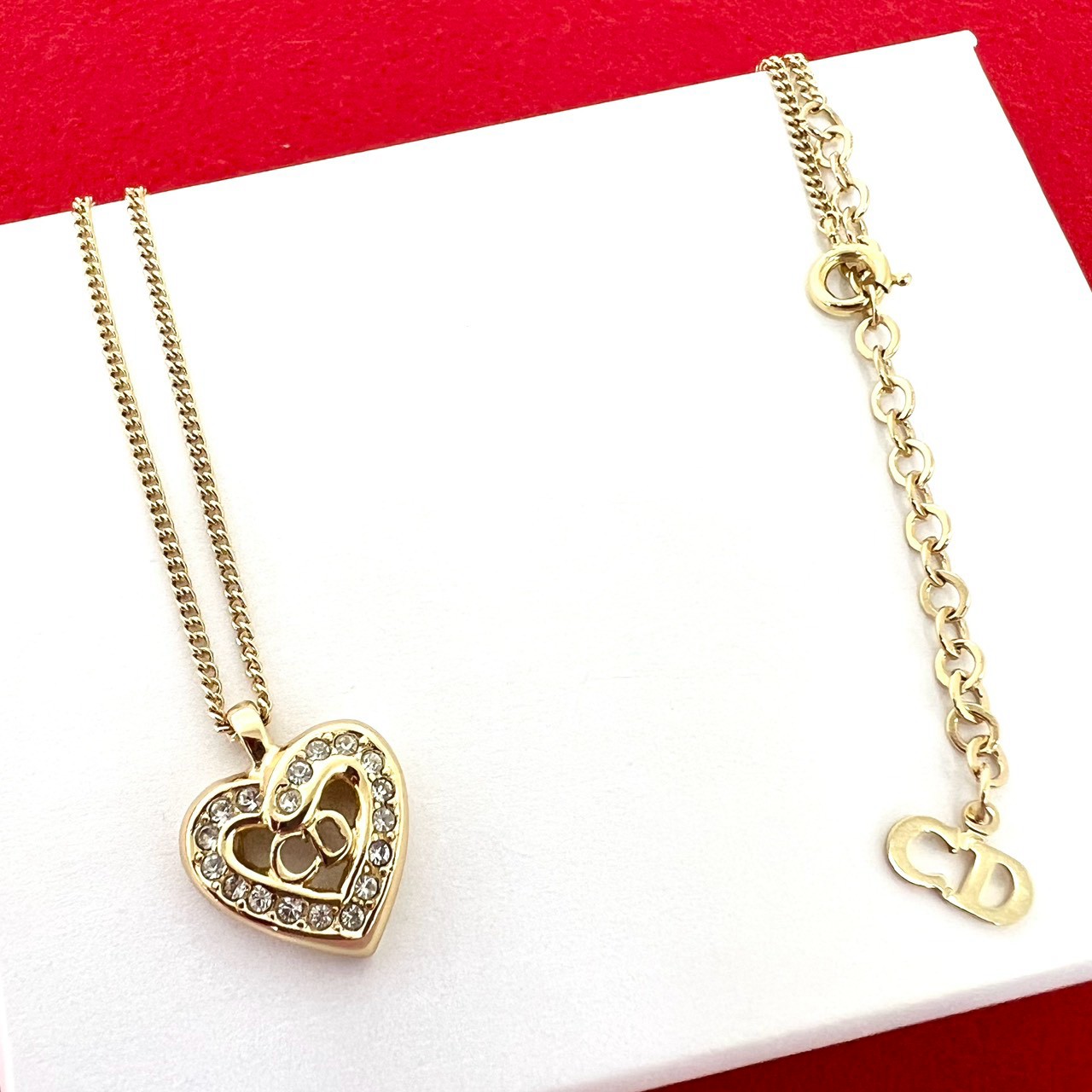 【ポイント2倍】極 美品 Christian Dior クリスチャンディオール CD ロゴ ハート モチーフ GP ラインストーン ネックレス ペンダント ゴールド 49769【送料無料】【中古】｜Trip Vintage