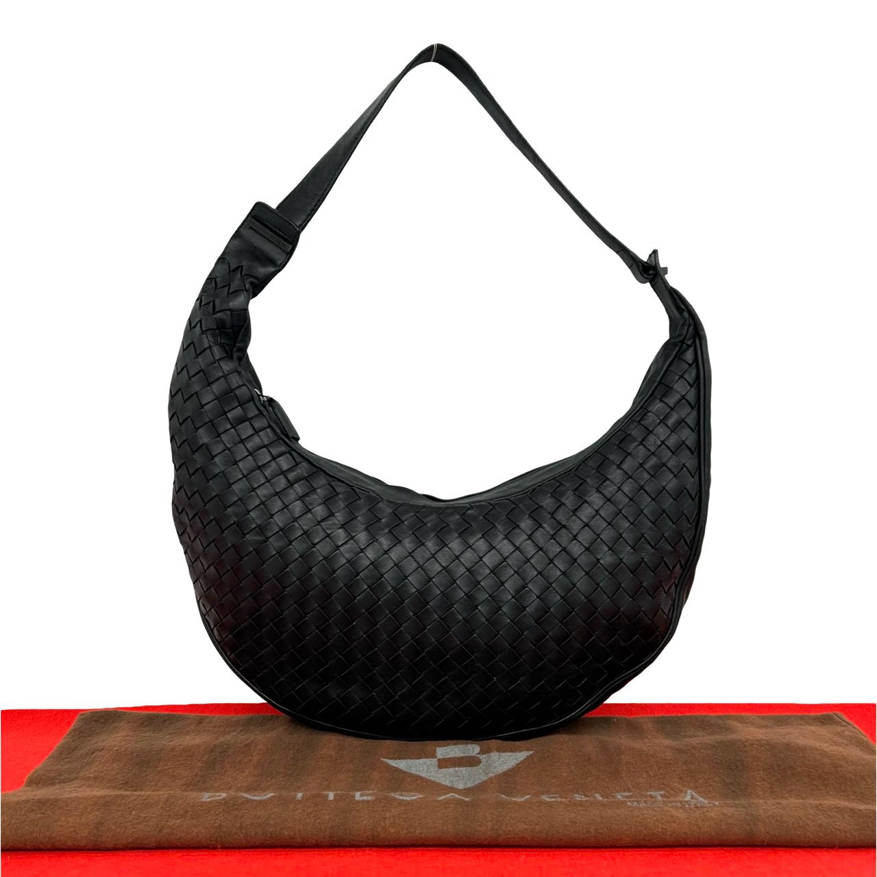 【ポイント2倍】極 美品 袋付き BOTTEGA VENETA ボッテガヴェネタ イントレチャート レザー 本革 セミ ワン ショルダーバッグ トートバッグ ブラック 33778【送料無料】【中古】｜Trip Vintage 189,500円