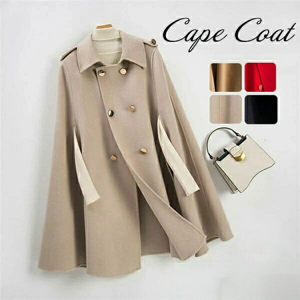 楽天市場】ケープ コート マントコート ウール混ケ ポンチョ コート