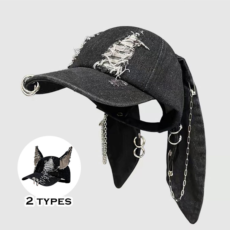 楽天市場】帽子 ロップイヤー デニムキャップ ダメージデニム キャップ