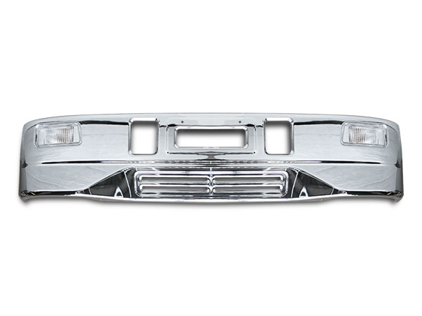 ブルーテックキャンター標準用スーパーグレートタイプメッキフロントバンパーフォグランプ・専用取り付けステー付き