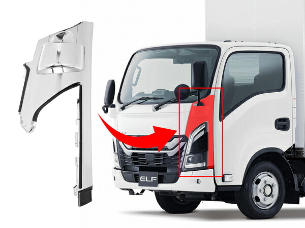 いすゞ23エルフ標準キャブメッキコーナーパネル