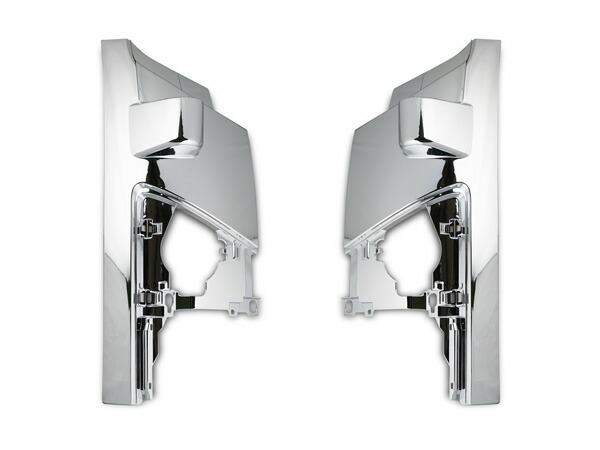 いすゞ07エルフ後期型ハイキャブ用メッキフロントグリルコーナーパネルセット