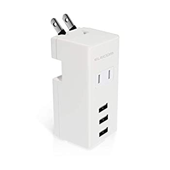 【中古】 エレコム USB コンセント 充電器 電源タップ USB×3ポート AC×1個口 PSE適合 縦向き 2A ホワイト MOT-U05-2132WH
