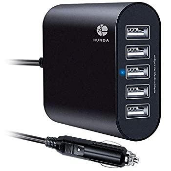 【中古】 HUNDA カーチャージャー 車載充電器 5ポート 12V 24V 45W 9A USB急速充電器 iSmart機能 iPhone iPad Tablet Android IQOS各種対応 ブラック