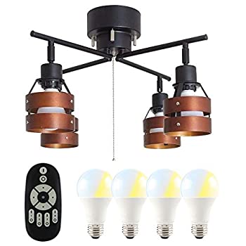 【中古】 共同照明 シーリングライト 4灯 8畳 シーリングスポットライト 調光 調色 9W LED電球 60W形相当付き GT-DJX-2D-9WT-2 天井照明 リモコン対応 間