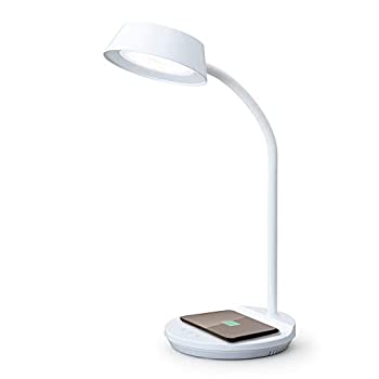 【中古】 アイリスオーヤマ LEDデスクライト 置くだけ充電 Qiワイヤレス充電 USB給電ポート付 調色3段階 調光無段階 高演色性 LDL-QFDL-W ホワイト