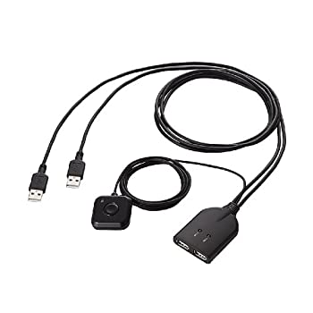 【中古】 エレコム KVMスイッチ キーボード・マウス用 手元スイッチ付 ブラック KM-A22BBK