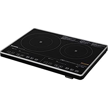 【中古】 アイリスオーヤマ IHクッキングヒーター 2口 IHコンロ 200V 音声ガイド付 据置型 ブラック IHC-S225-VB|バリューコネクト