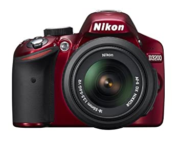 【中古】 Nikon ニコン デジタル一眼一眼レフ写真機 D3200 水晶体一揃いの道具 AF-S DX NIKKOR 18-55粍 f/3.5-5.6G VR属する 赤いこと D3200LKRD