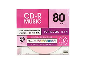 【中古】 VERTEX ヴァーテックス CD-R 音楽用 1回記録用 10CDRA.CMIX.80VXCA 80分 10色カラーMIXディスク
