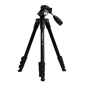【中古】 Fotopro 三脚 S3 ブラック 4段 中型 3WAY雲台 アルミ製