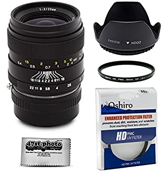 【中古】 Oshiro 35mm f 2 LD UNC AL 広角フルフレームプライムレンズ フード UV マイクロファイバー Nikon 1 J5 J4 J3 J2 S2 S1 V3 V2 V1 AW1