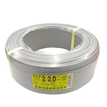 【中古】 600Vビニル絶縁ビニルシースケーブル平形 VVF2X2.0M100-I 100m