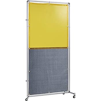 【中古】 吉野 遮光火花兼用衝立 黄色×A種居敷き 1×2 繋ぎ合わせる型 キャスター YS-12JC-Y-BW 火花用衝立