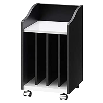 【中古】 朝日木材加工 楽譜収納 PIANO WAGON 幅30cm 奥行29cm 高さ52cm ブラック×ホワイト 完成品 AS-PW30
