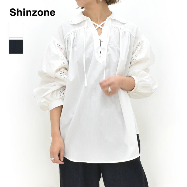 【26SS】THE SHINZONE シンゾーン LACE-UP BLOUSE レースアップ ブラウス 26SMSBL02 レディース【ホワイト/ブラック】【送料無料】