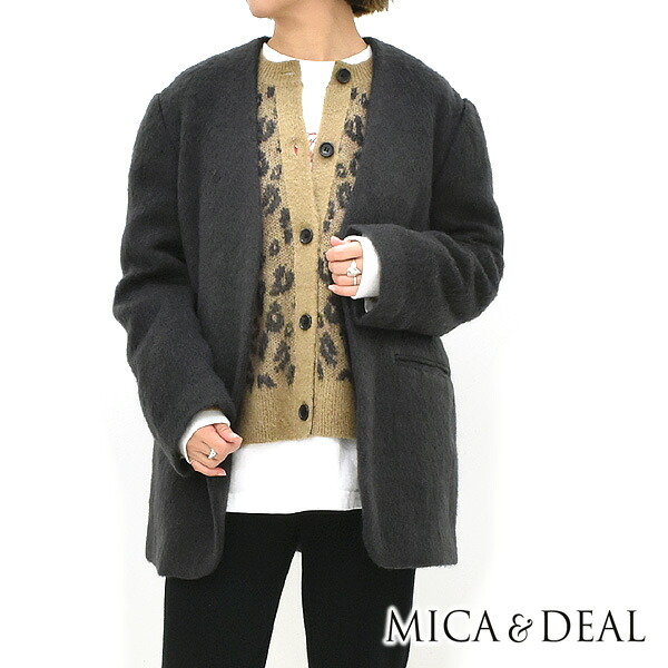 【セール/60%OFF】MICA&DEAL マイカアンドディール シャギーノーカラージャケット 0125405311 レディース【チャコールグレー】【送料無料】【SALE】【返品・交換不可】