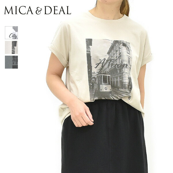MICA&DEAL マイカアンドディール フォトプリントTシャツ 0126209112 レディース【ホワイト/ベージュ/グレー】【送料無料】【クリックポスト可】
