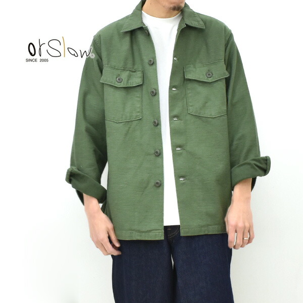 \最大2000円OFFクーポン配布中!お買物マラソン 4/10(金)01:59まで/orSlow オアスロウ ファティーグシャツ ミリタリージャケット US ARMY FATIGUE SHIRT 03-8045-16【アーミーグリーン】【送料無料】
