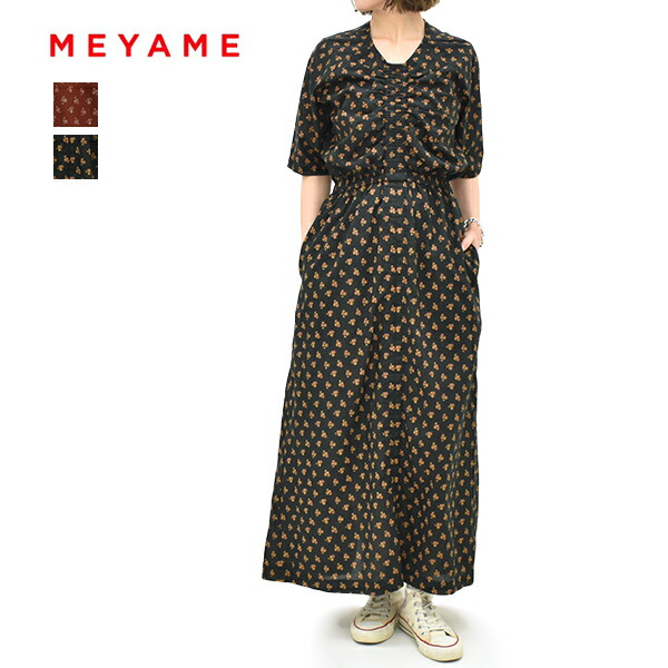 ＼最大限度2000円OFF引き換え証!百貨店SALE!6/11(木)01:59まで／MEYAME メヤメ PRINT SUMMER DRESS 刷り上げる 朱夏 御召しもの MEY-2420 レディース【バーガンディ/黒いこと】【貨物輸送無料】