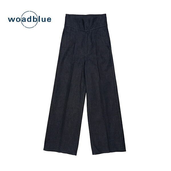woadblue ウォードブルー "WIDE SPRING" ワイド スプリング センタープレス ルーズフィット デニム パンツ WB26120 レディース【インディゴブルー】【送料無料】|trois(トロア)