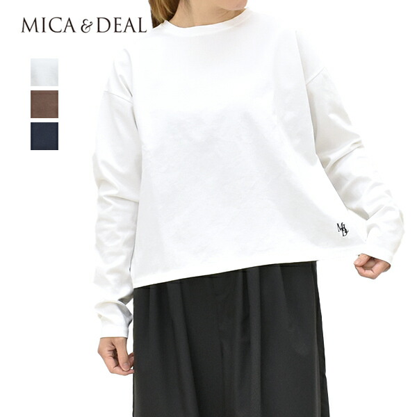 MICA&DEAL マイカアンドディール エンブロイダリー長袖Tシャツ 0126109049 レディース【ホワイト/ブラウン/ダークネイビー】【送料無料】