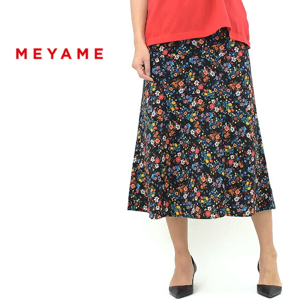＼最大限度2000円OFF引き換え証!百貨店SALE!6/11(木)01:59まで／MEYAME メヤメ BEAUTIFUL SKIRT (FLOWER) 素晴らしい スコート (御花刷り上げる) MEY-1252 レディース【黒いこと花柄】【貨物輸送無料】