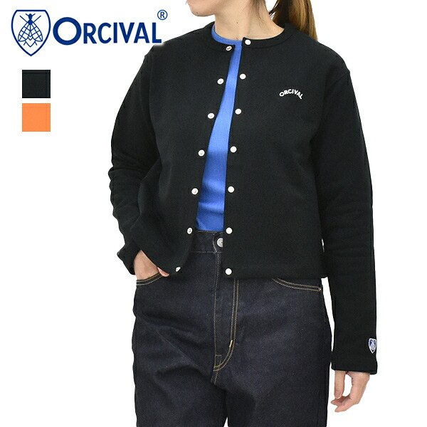 ORCIVAL オーシバル フレンチテリークルーネックカーディガン OR-C0435MAZ レディース【ジェットブラック/サンセットオレンジ】【送料無料】