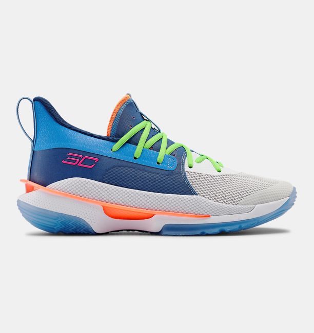アンダーアーマー メンズ カリー７ Under Armour Curry 7 バッシュ Water/White