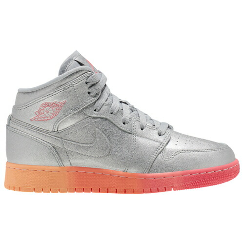 送料無料お手入れ要らず ジョーダン キッズ レヂボン Aj１ バッシュ Jordan Aj 1 Mid Gs スニーカー Metallic Silver Racer Pink Wolf Grey Fucoa Cl