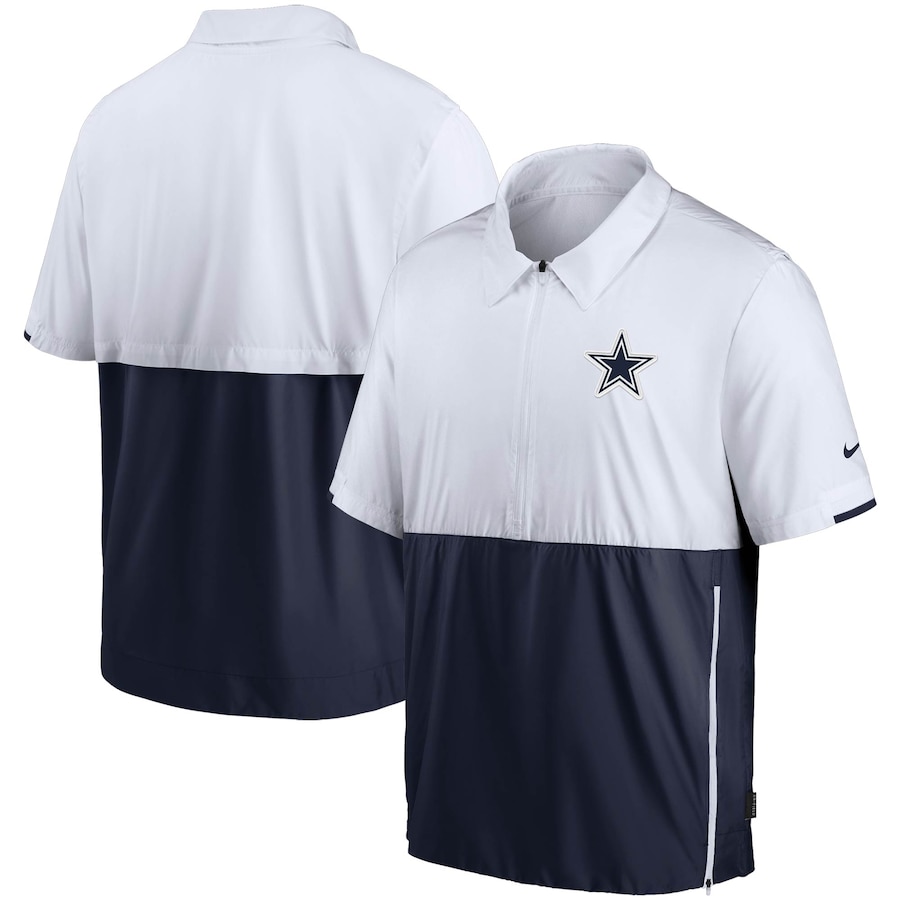 ナイキ Dallas Nike Cowboys Coaches ジャケット Sideline Coaches メンズ ウェア Short Jacket Half Zip 送料無料 3 18より注文順に発送開始予定 ジャケット Sleeve White Navy ｔｒｏｉｓ ｈｏｍｍｅ 買い付けnow