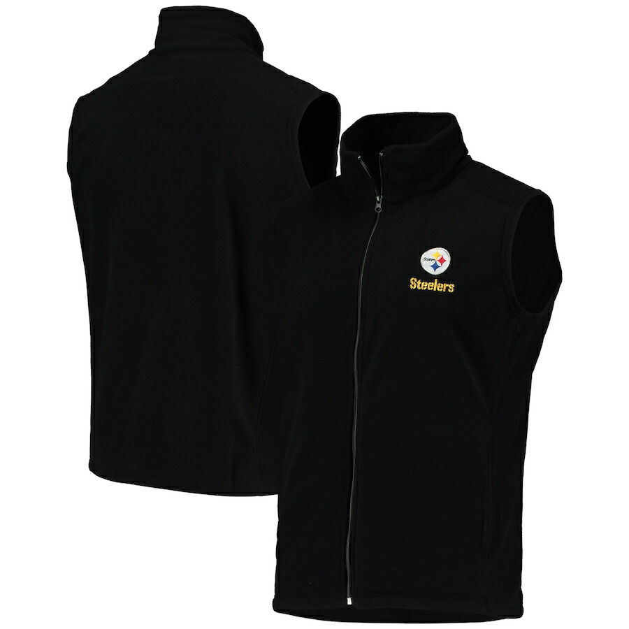 楽天1位 メンズ ジャケット Pittsburgh Steelers Houston Fleece Full Zip Vest Blackw 楽天カード分割 Hughsroomlive Com