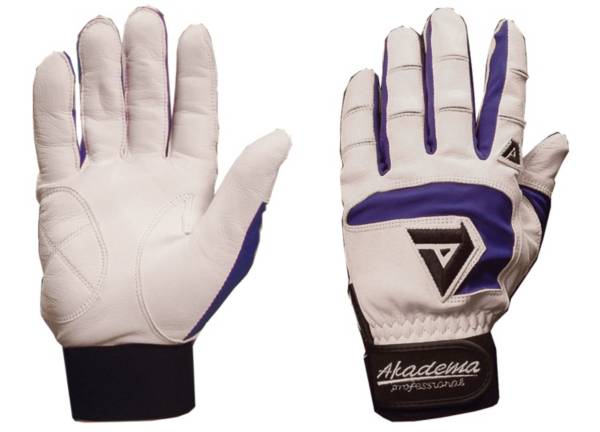 アカデマ メンズ バッティンググローブ Akadema Adult Professional Batting Gloves - White/Royal