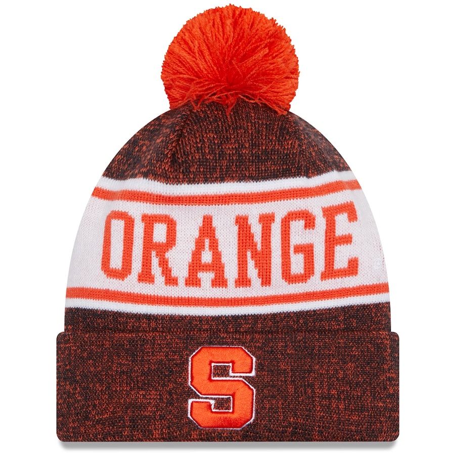 ニュー鰓 メンズ ニット帽 Syracuse Orange New Era Banner Cuffed Knit Hat With Pom Navy Hotjobsafrica Org