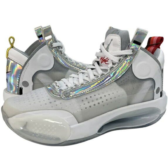 即納 ナイキ キッズ ジョーダン ３４ バッシュ Nike Jordan XXXIV (GS) - White Metallic Silver｜ｔｒｏｉｓ　ＨＯＭＭＥ