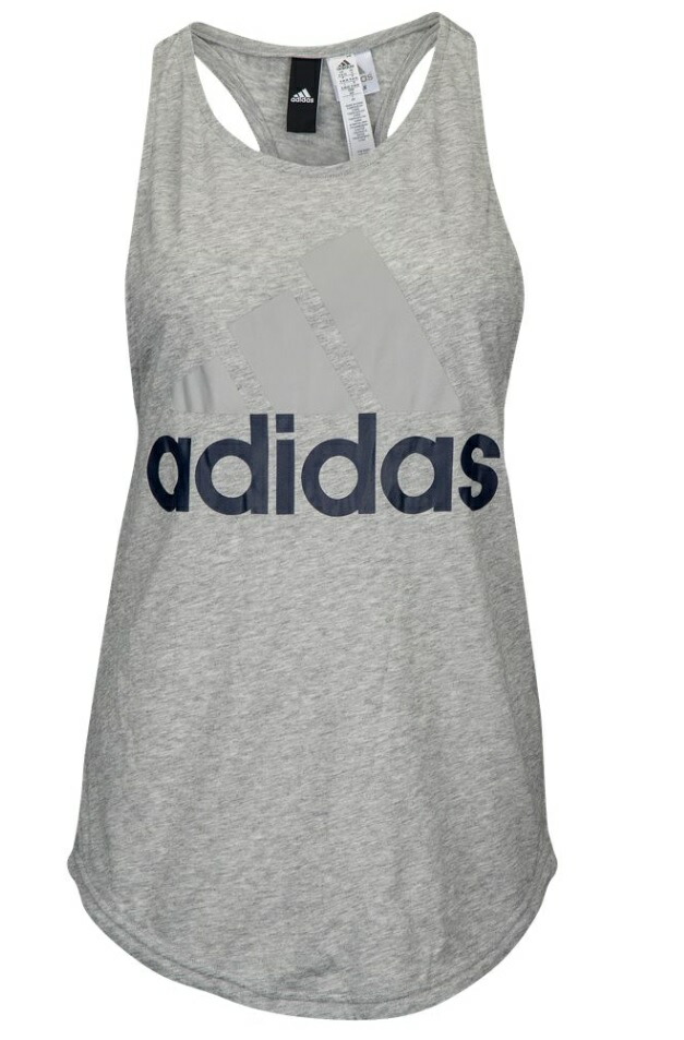 アディダス レディース ADIDAS ATHLETICS LINEAR LOGO TANK 貯蔵タンクとっ始め Medium Grey Heather