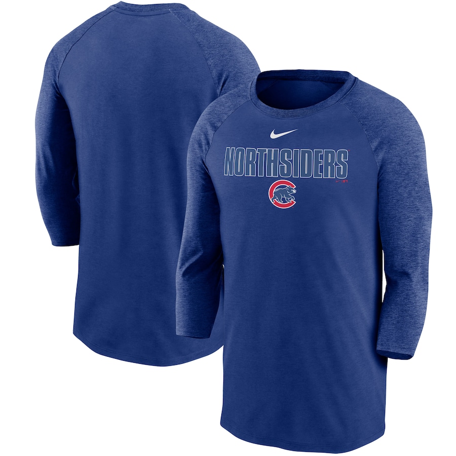 ナイキ メンズ Tシャツ \"Chicago Cubs\" Nike Local Phrase Tri-Blend 3/4-Sleeve Raglan T-Shirt - Royal
